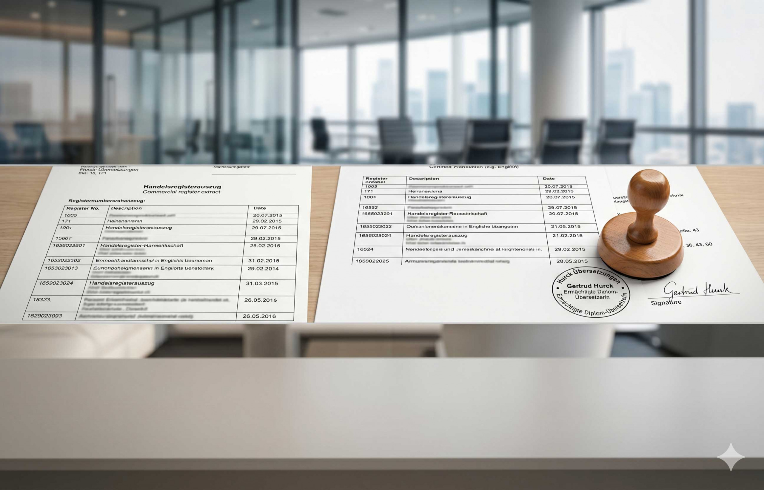 handelsregisterauszug uebersetzen gemini generated image